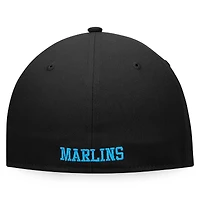 Casquette ajustée à blocs de couleurs emblématiques Miami Marlins Fanatics blanc/noir pour hommes