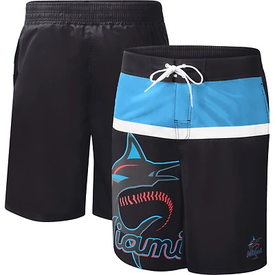 Short de bain Miami Marlins Sea Wind G-III Sports by Carl Banks pour homme, noir