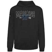 Men's Levelwear Black Miami Marlins Accolade Podium Textbook Pullover Hoodie