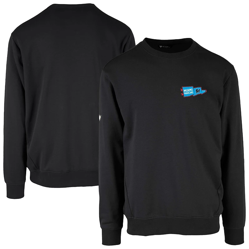 Men's Levelwear  Black Miami Marlins Zane Rafters Pullover Sweatshirt