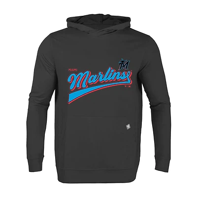 Sweat à capuche noir Miami Marlins Relay Vintage Team 2.0 pour homme Levelwear