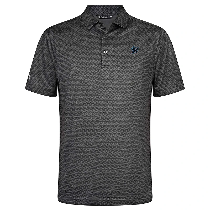 Polo System Insignia 2.0 anthracite pour homme de Levelwear des Miami Marlins