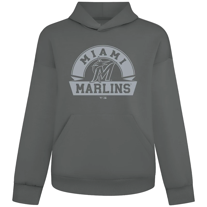 Sweat à capuche gris Luxe Signature Banner Arch pour homme des Miami Marlins de Levelwear