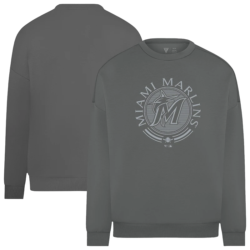 Men's Levelwear Gray Miami Marlins Luxe Signature Grain Pullover Sweatshirt