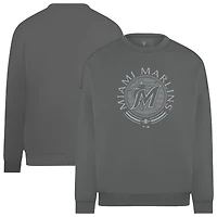 Men's Levelwear Gray Miami Marlins Luxe Signature Grain Pullover Sweatshirt