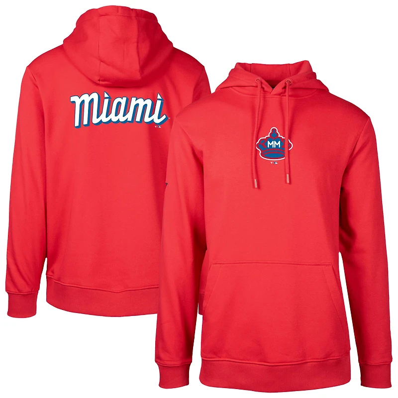 Sweat à capuche rouge Miami Marlins City Connect Podium Core 2.0 pour homme Levelwear