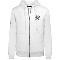 Men's Levelwear White Miami Marlins Podium Chenille Logo Full-Zip Hoodie