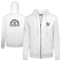 Men's Levelwear White Miami Marlins Podium Chenille Logo Full-Zip Hoodie