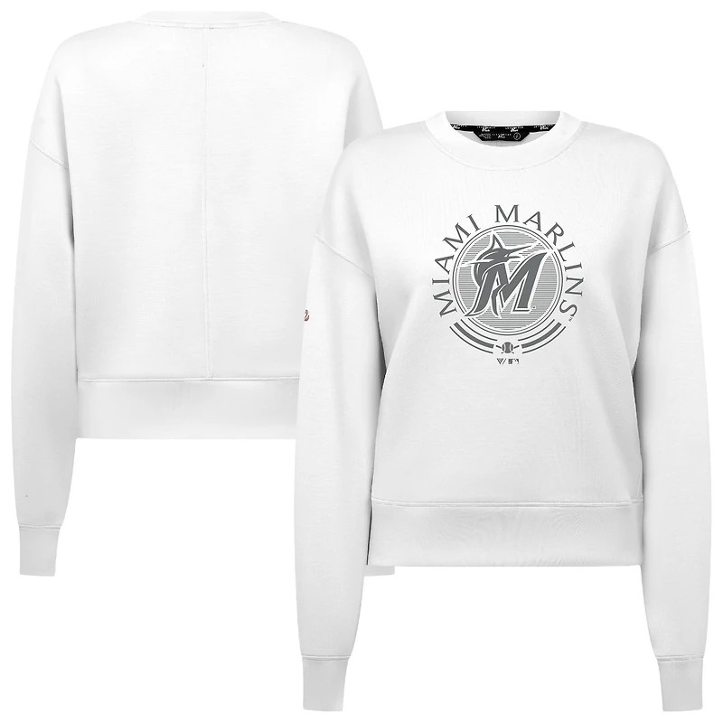 Men's Levelwear White Miami Marlins Sponge Pullover Sweatshirt