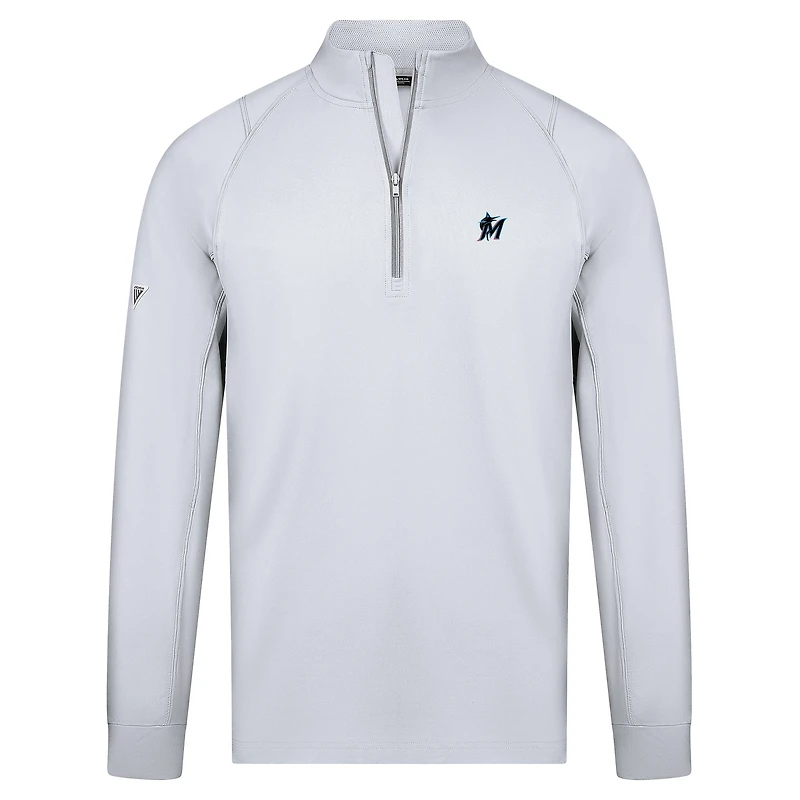 Men's Levelwear White Miami Marlins Theory Insignia 2.0 Quarter-Zip Pullover Top