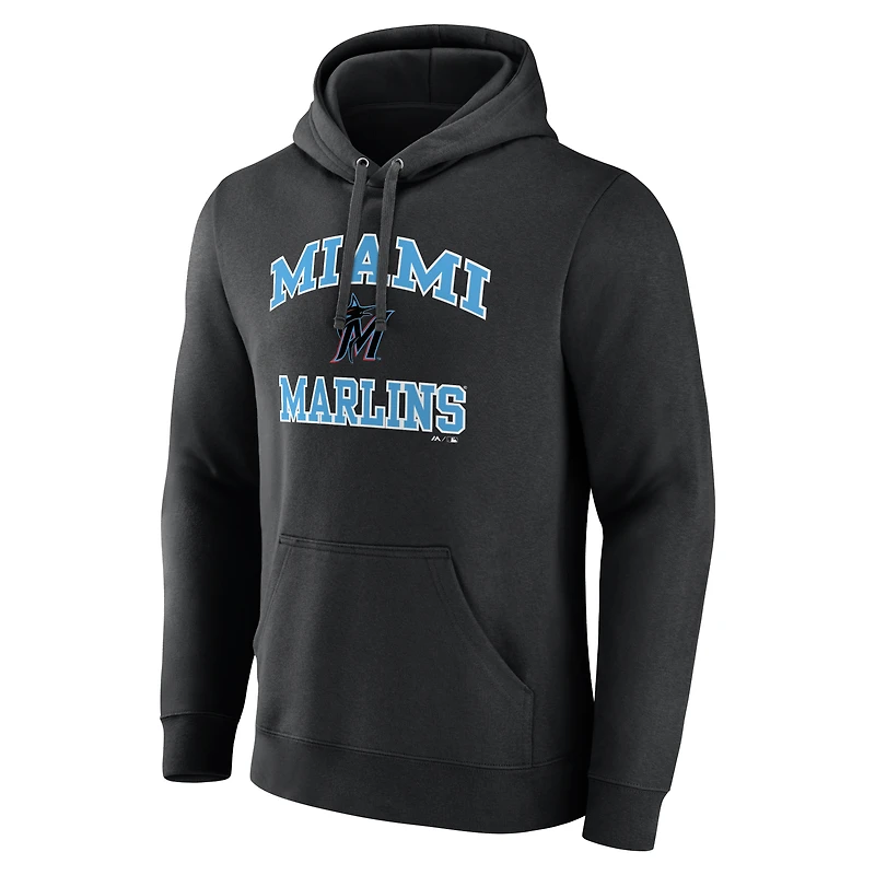 Men's Logo Athletic Black Miami Marlins Heart & Soul Hoodie