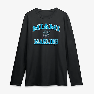 Men's Logo Athletic Black Miami Marlins Heart & Soul Long Sleeve T-Shirt
