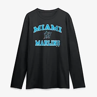 Men's Logo Athletic Black Miami Marlins Heart & Soul Long Sleeve T-Shirt