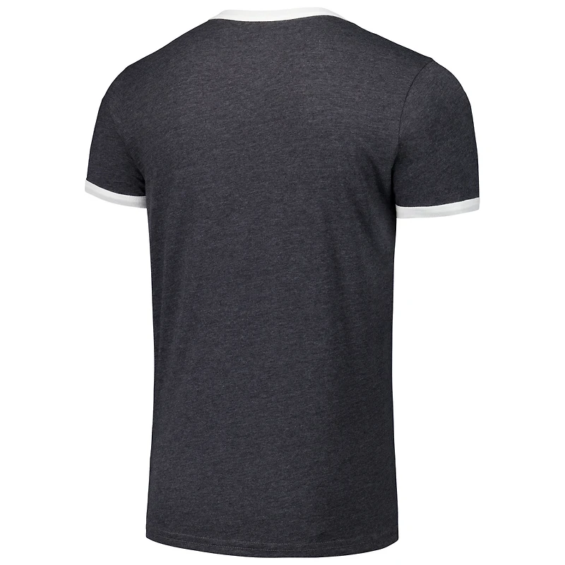 Men's Majestic Threads Black Florida Marlins Ringer Tri-Blend T-Shirt