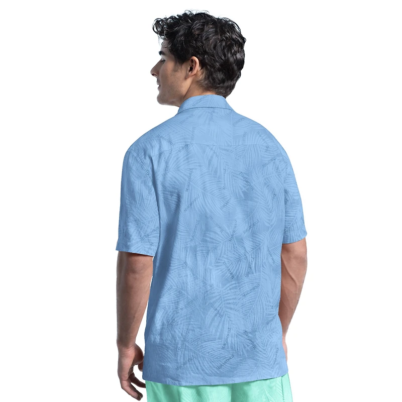 Chemise boutonnée en lin bleu Margaritaville pour homme, motif Miami Marlins