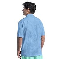 Chemise boutonnée en lin bleu Margaritaville pour homme, motif Miami Marlins