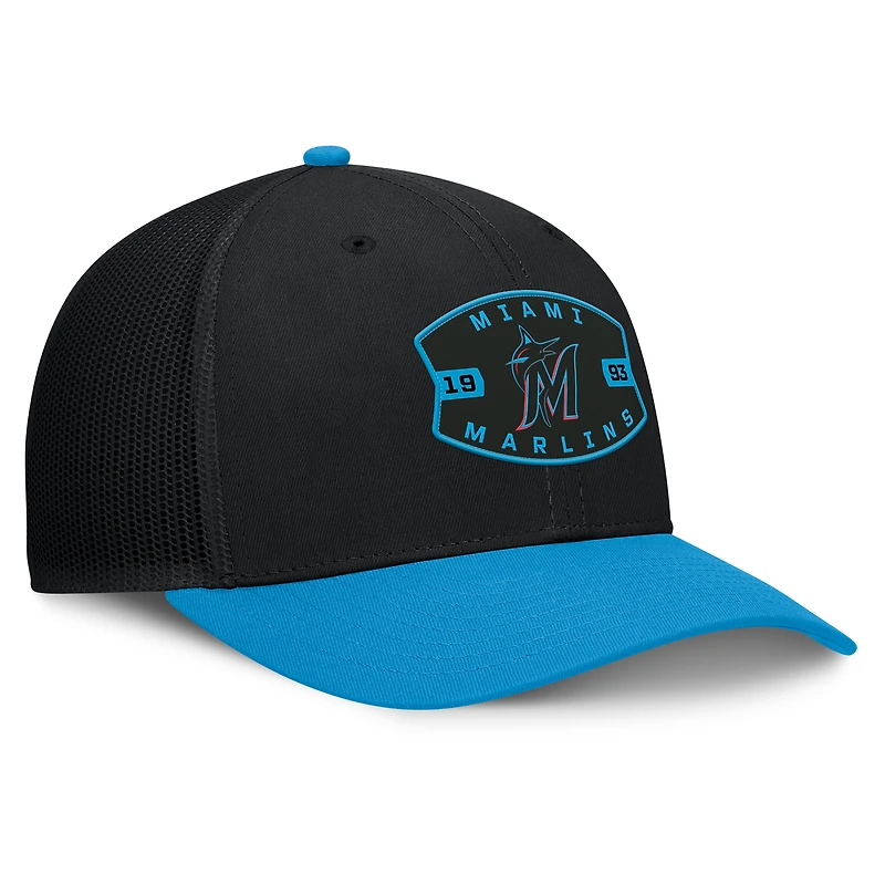 Men's Miami Marlins Fanatics Black/Blue Cutoff Adjustable Trucker Hat