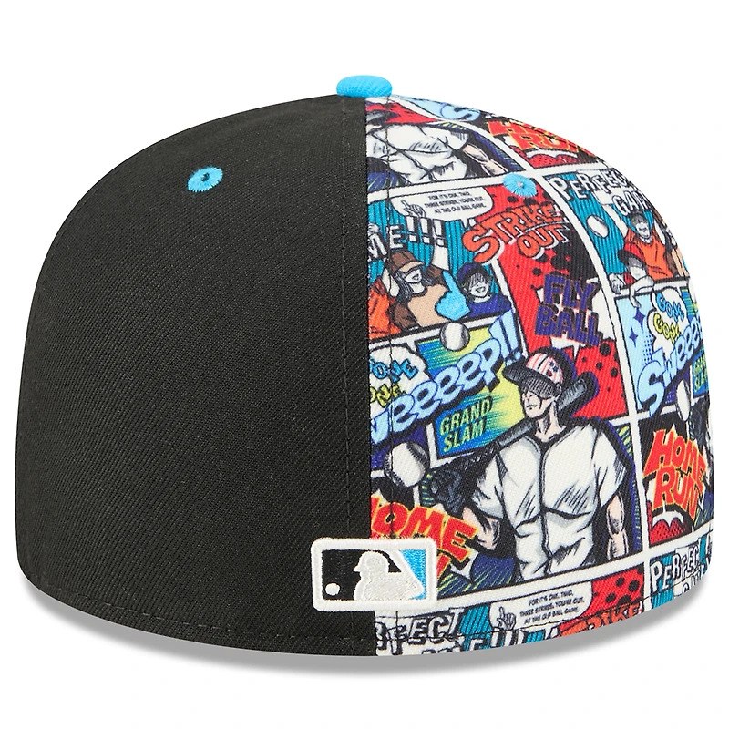 Casquette ajustée New Era 59FIFTY noire/bleue Miami Marlins 2025 MLB Players' Weekend pour homme