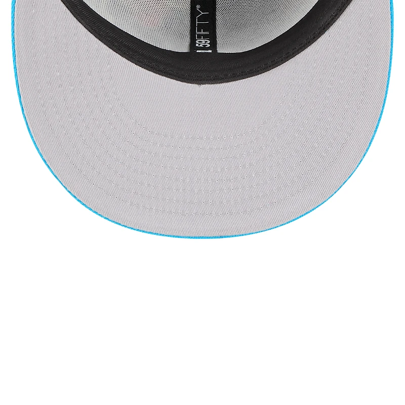 Casquette ajustée New Era 59FIFTY noire/bleue Miami Marlins 2025 MLB Players' Weekend pour homme