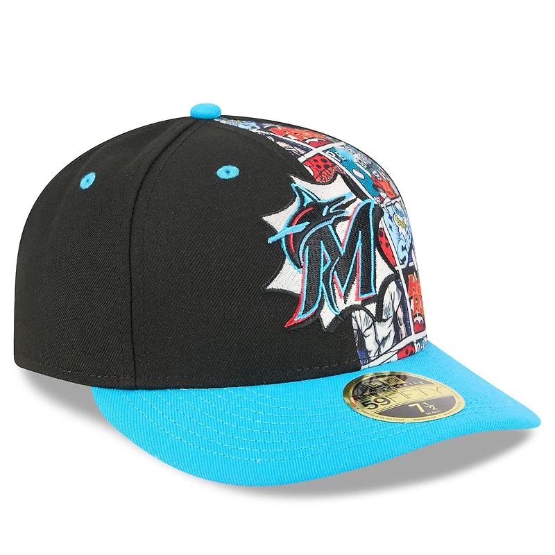 Men's New Era Black/Blue Miami Marlins 2025 MLB Diamond Hero Edition Low Profile 59FIFTY Fitted Hat