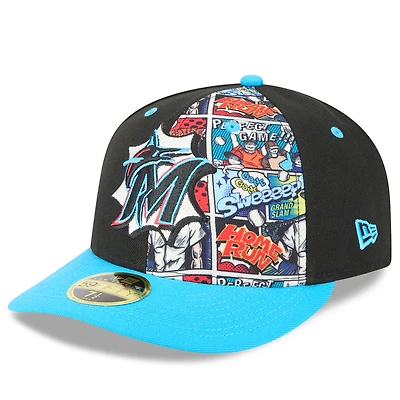 Men's New Era Black/Blue Miami Marlins 2025 MLB Diamond Hero Edition Low Profile 59FIFTY Fitted Hat