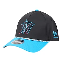 Men's New Era Black/Blue Miami Marlins Rope M-Crown A-Frame 39THIRTY Flex Hat