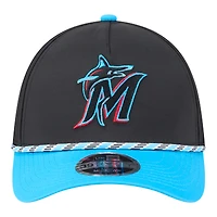 Men's New Era Black/Blue Miami Marlins Rope M-Crown A-Frame 39THIRTY Flex Hat