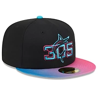 Men's New Era Black/ Miami Marlins 2025 City Connect 59FIFTY Fitted Hat