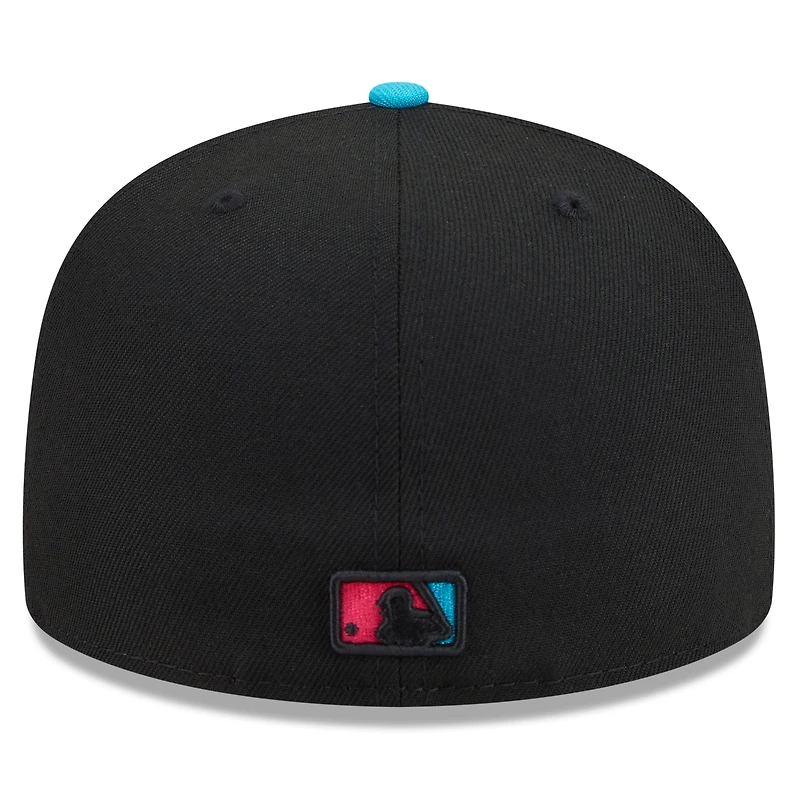 Casquette ajustée 59FIFTY City Connect 2025 des Marlins de Miami New Era noire/rose pour homme