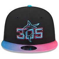 Casquette snapback 9FIFTY City Connect 2025 des Marlins de Miami New Era noire/rose pour homme