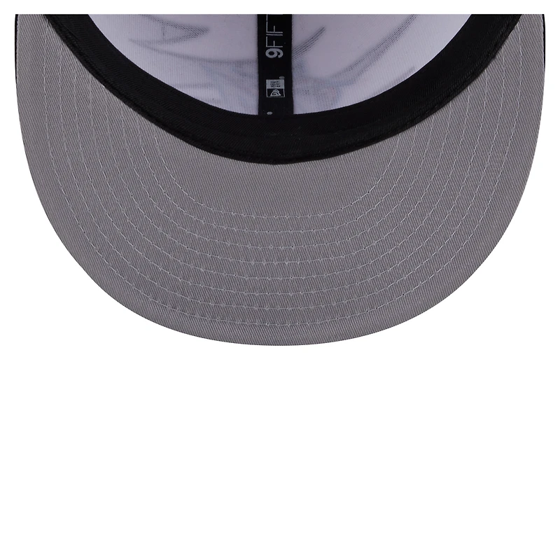 Casquette à visière plate Miami Marlins 9FIFTY de New Era pour homme, noire et blanche