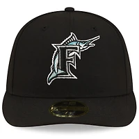 Casquette ajustée New Era 59FIFTY noire pour homme, collection Florida Marlins On-Field Authentic, profil bas