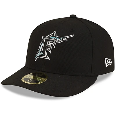 Casquette ajustée New Era 59FIFTY noire pour homme, collection Florida Marlins On-Field Authentic, profil bas