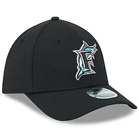 Men's New Era  Black Florida Marlins Player Replica 39THIRTY M-Crown Flex Hat
