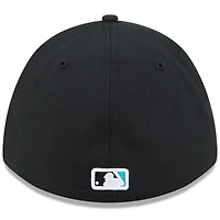Men's New Era  Black Florida Marlins Player Replica 39THIRTY M-Crown Flex Hat