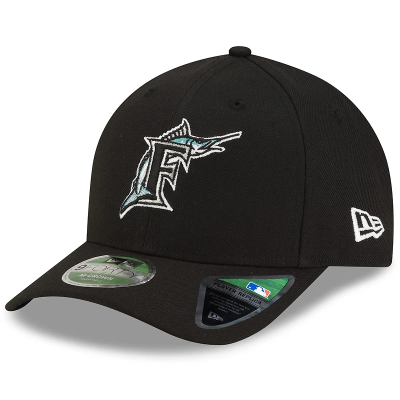 Men's New Era Black Florida Marlins Player Replica 9FORTY M-Crown Adjustable Hat