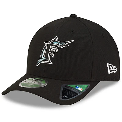 Casquette New Era noire pour homme, réplique de joueur des Florida Marlins, modèle 9FORTY M-Crown, ajustable