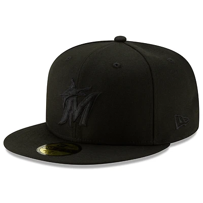 Men's New Era Black Miami Marlins 2019 Black-on-Black 59FIFTY Fitted Hat