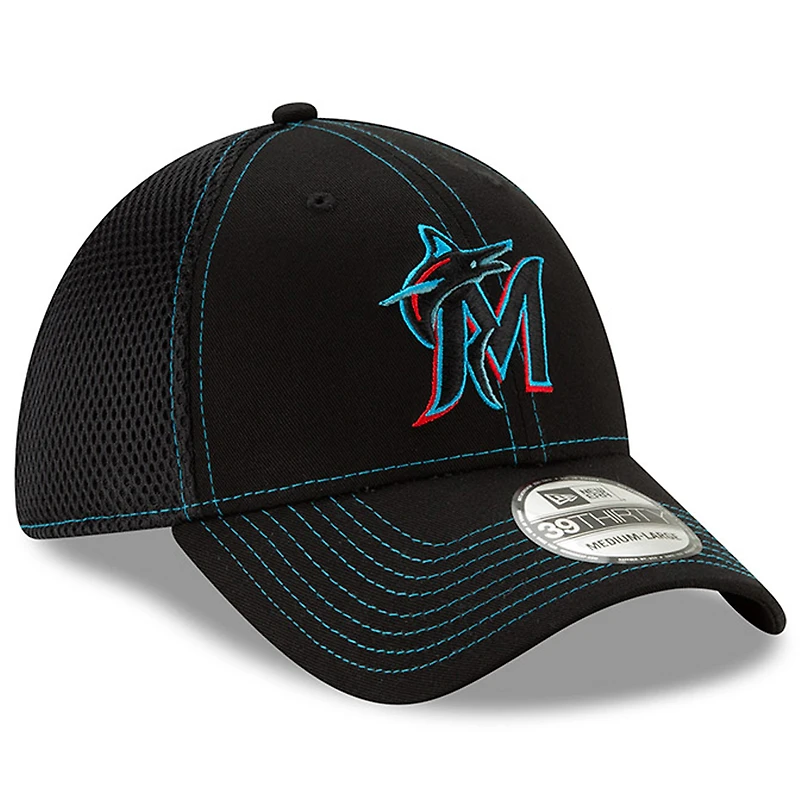 Men's New Era Black Miami Marlins 2019 NEO 9THIRTY Flex Hat
