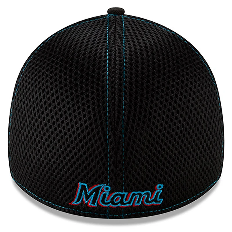 Men's New Era Black Miami Marlins 2019 NEO 9THIRTY Flex Hat