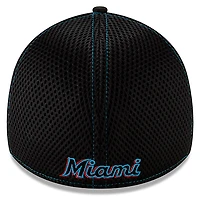Men's New Era Black Miami Marlins 2019 NEO 9THIRTY Flex Hat
