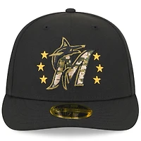 Casquette ajustée 59FIFTY à profil bas pour la Journée des forces armées 2024 de Miami Marlins New Era noire hommes