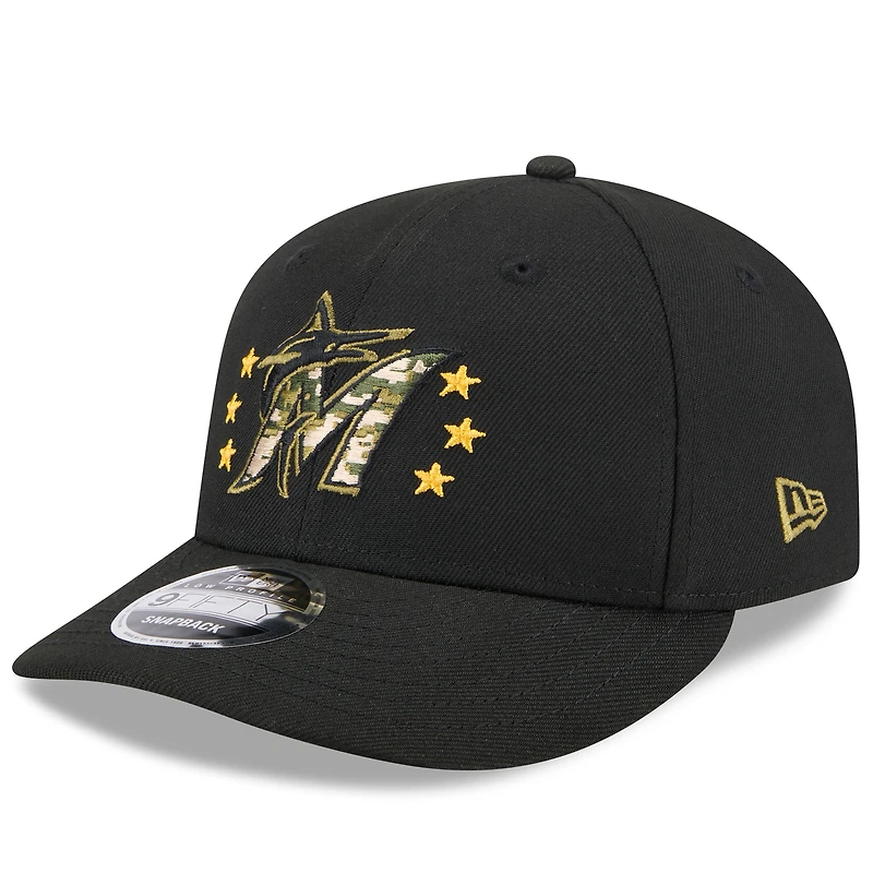 Men's New Era  Black Miami Marlins 2024 Armed Forces Day Low Profile 9FIFTY Snapback Hat