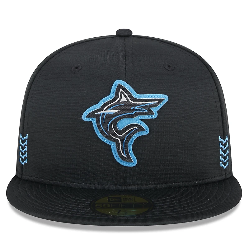 Men's New Era Black Miami Marlins 2024 Clubhouse 59FIFTY Fitted Hat