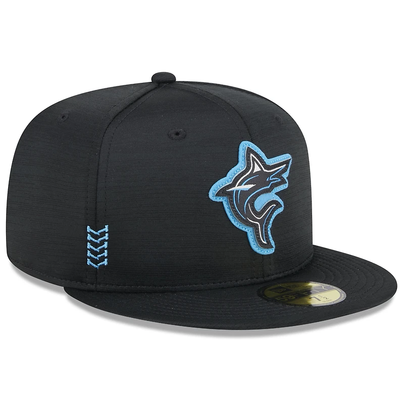Men's New Era Black Miami Marlins 2024 Clubhouse 59FIFTY Fitted Hat