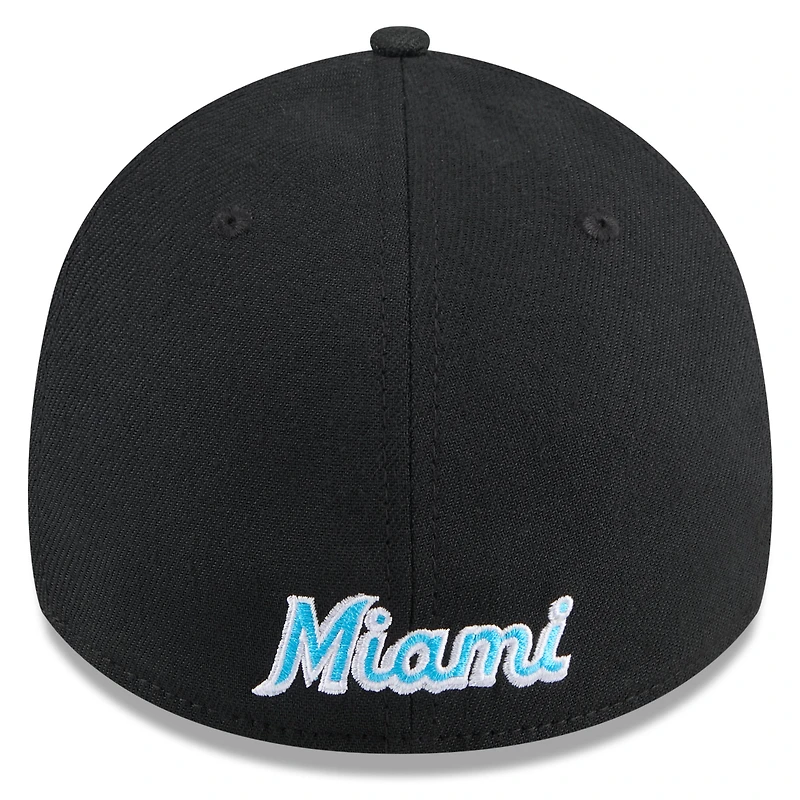 Casquette flexible 39THIRTY pour la fête des pères Miami Marlins 2024 New Era noire hommes