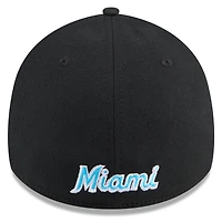 Casquette flexible 39THIRTY pour la fête des pères Miami Marlins 2024 New Era noire hommes