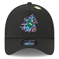 Men's New Era  Black Miami Marlins 2025 Big League Chew A-Frame 9FORTY Adjustable Trucker Hat