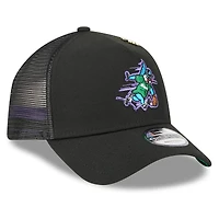Men's New Era  Black Miami Marlins 2025 Big League Chew A-Frame 9FORTY Adjustable Trucker Hat