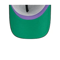 Casquette camionneur ajustable New Era noire Miami Marlins 2025 Big League Chew A-Frame 9FORTY pour homme
